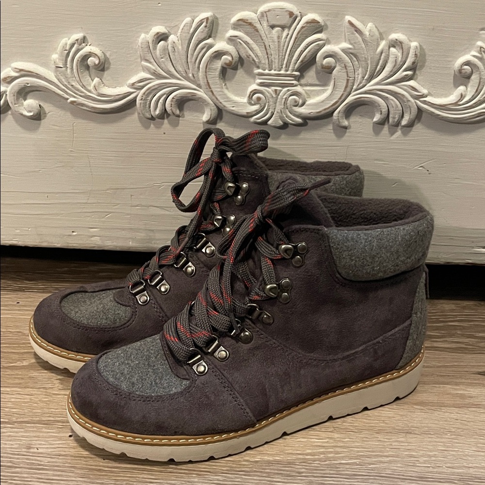 a.n.a Women's Lace Up Boots - Dark Gray and Charcoal